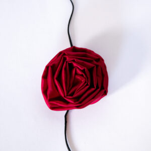 red silk rosette necklace
