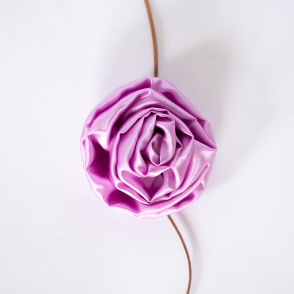 purple silk rosette necklace