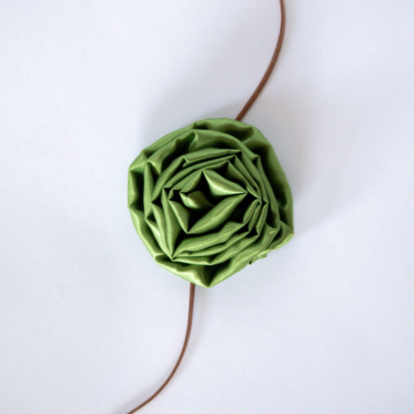green silk rosette necklace