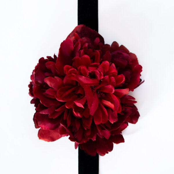 ruby red silk flower choker