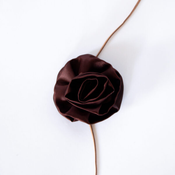 brown silk rosette necklace